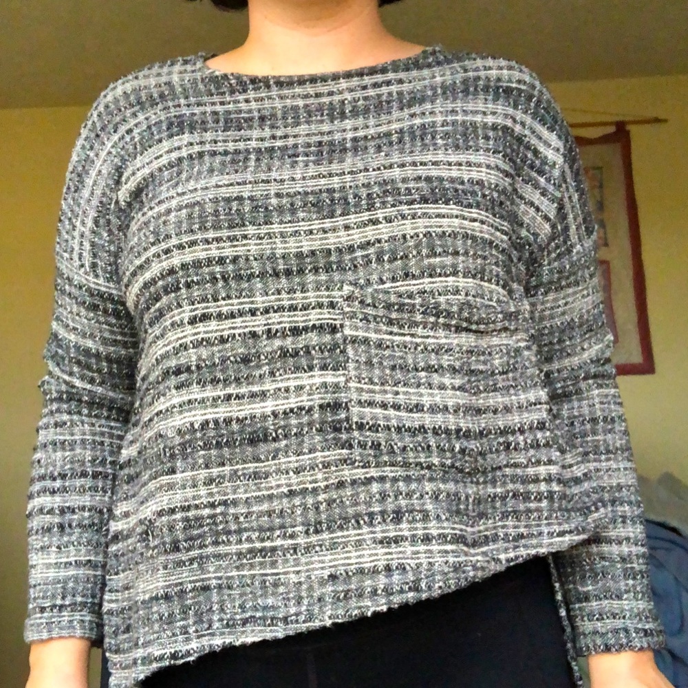 Yasuko Kurisaku Black White Cotton Woven Top